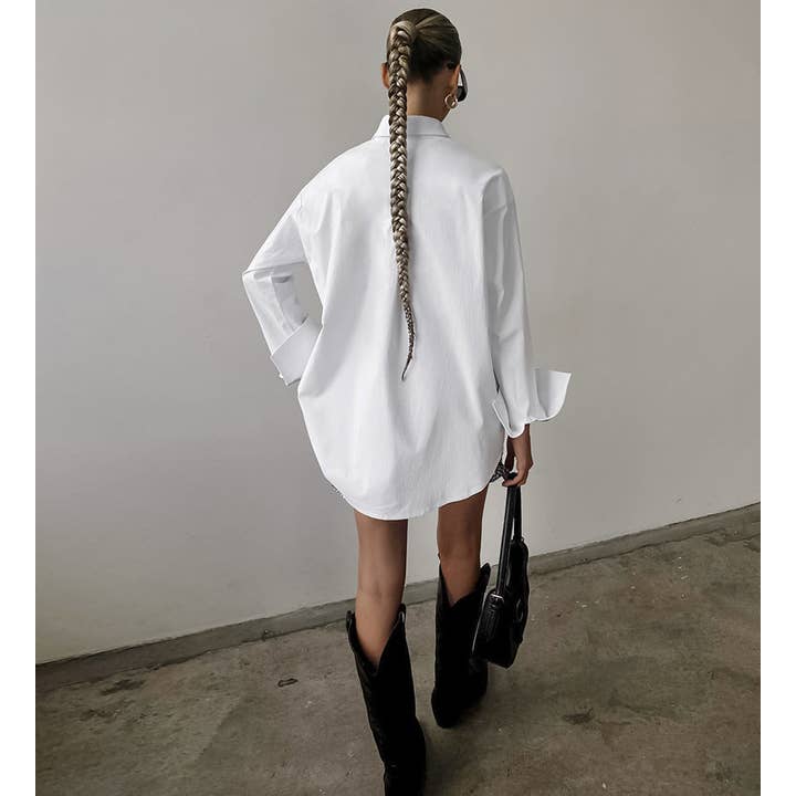 Sweetkama White Lapel Collar Botton Down Fit Daily Shirt - Little Miss Muffin Children & Home