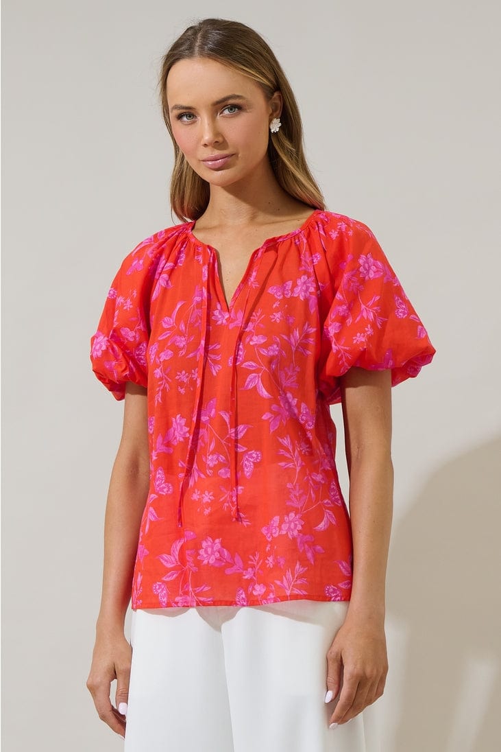 Sugarlips Fia Floral Balloon Sleeve Top - Little Miss Muffin Children & Home