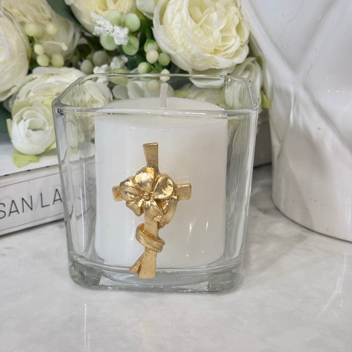 Susan Lange Designs Candle Holder Cross with Lily - Little Miss Muffin Children & Home