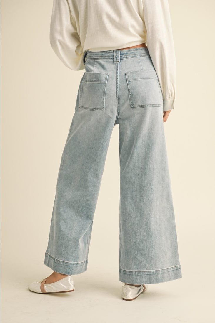 Miou Muse Washed Denim with Tie Front Pants - Little Miss Muffin Children & Home