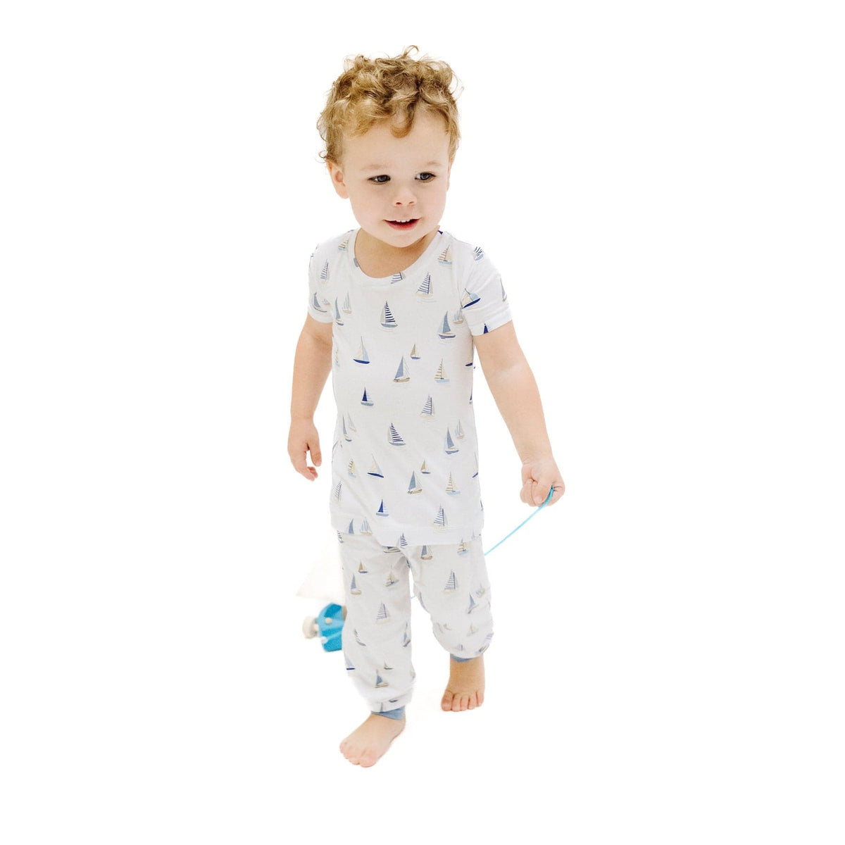 Angel Dear Angel Dear Sailboats Blue Short Sleeve Loungewear Set - Little Miss Muffin Children & Home