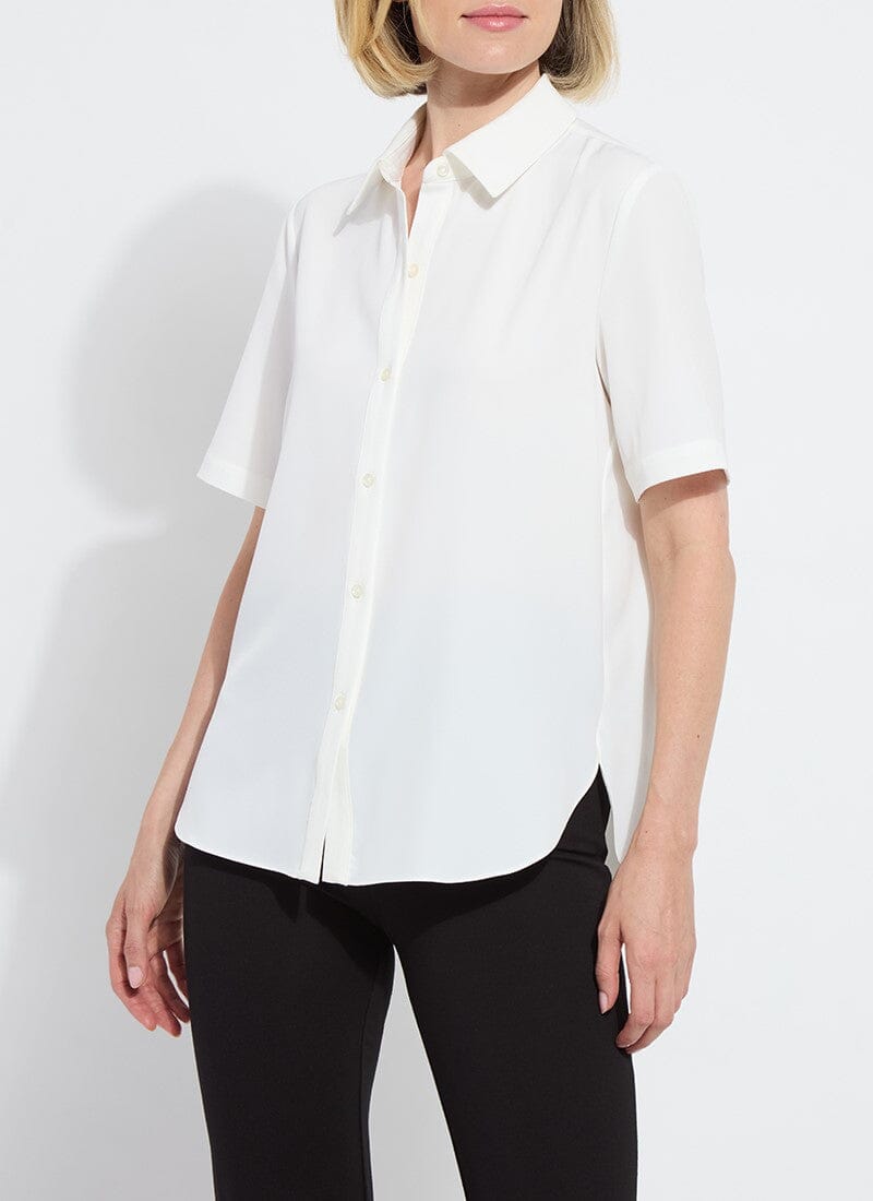 Short Sleeve Parker Button Down in Off White by Lysse