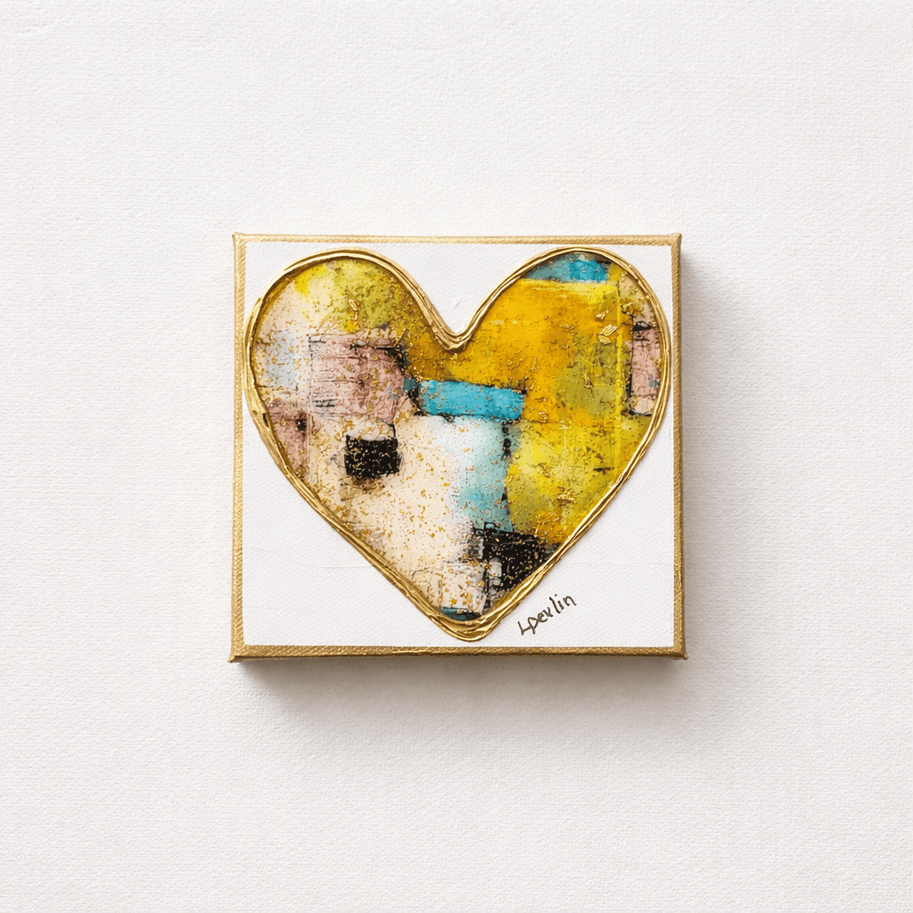 Heart Patchwork with Resin & Gold Foil 5x5