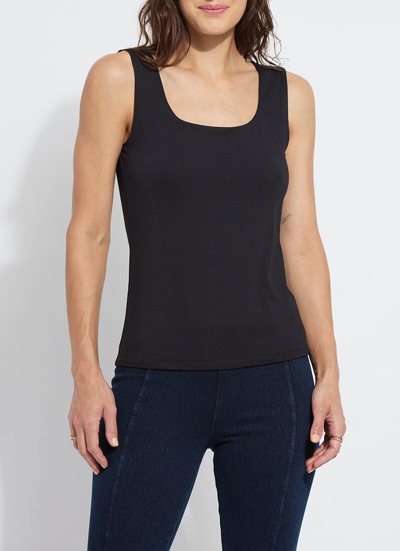 Evie Scoop Neck Tank in Black by Lysse