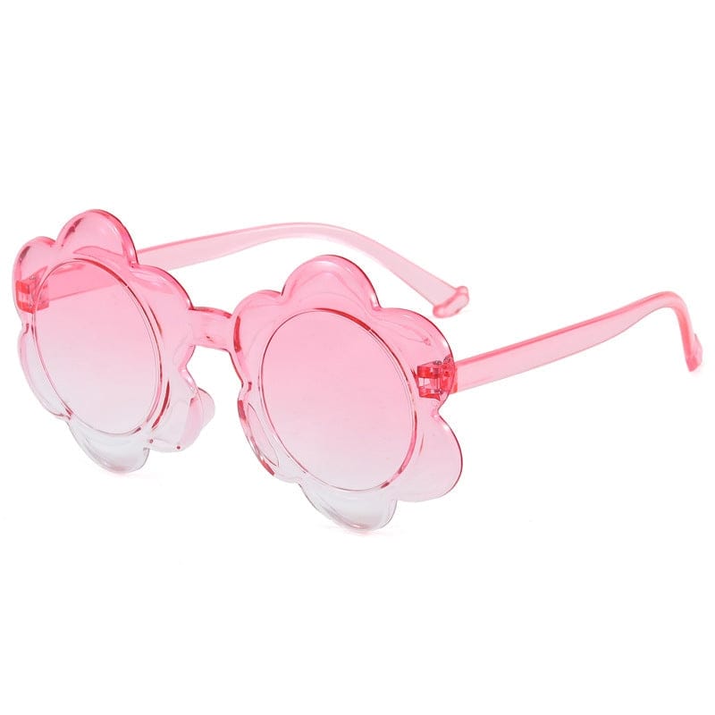 Kids Pink & White Flower Shaped Sunglasses