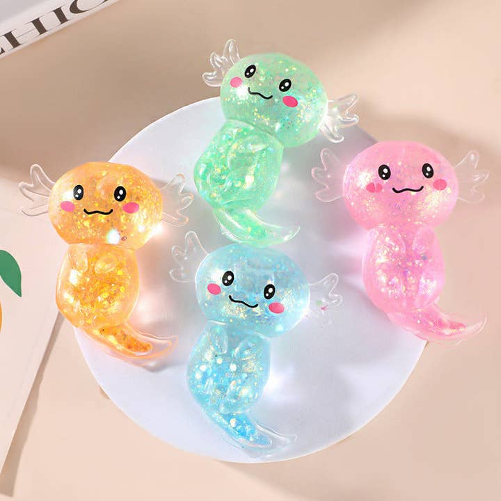 Salamander with Gold Glitter Squishy Stress Relief Squeeze Toy, 3 Colors Available
