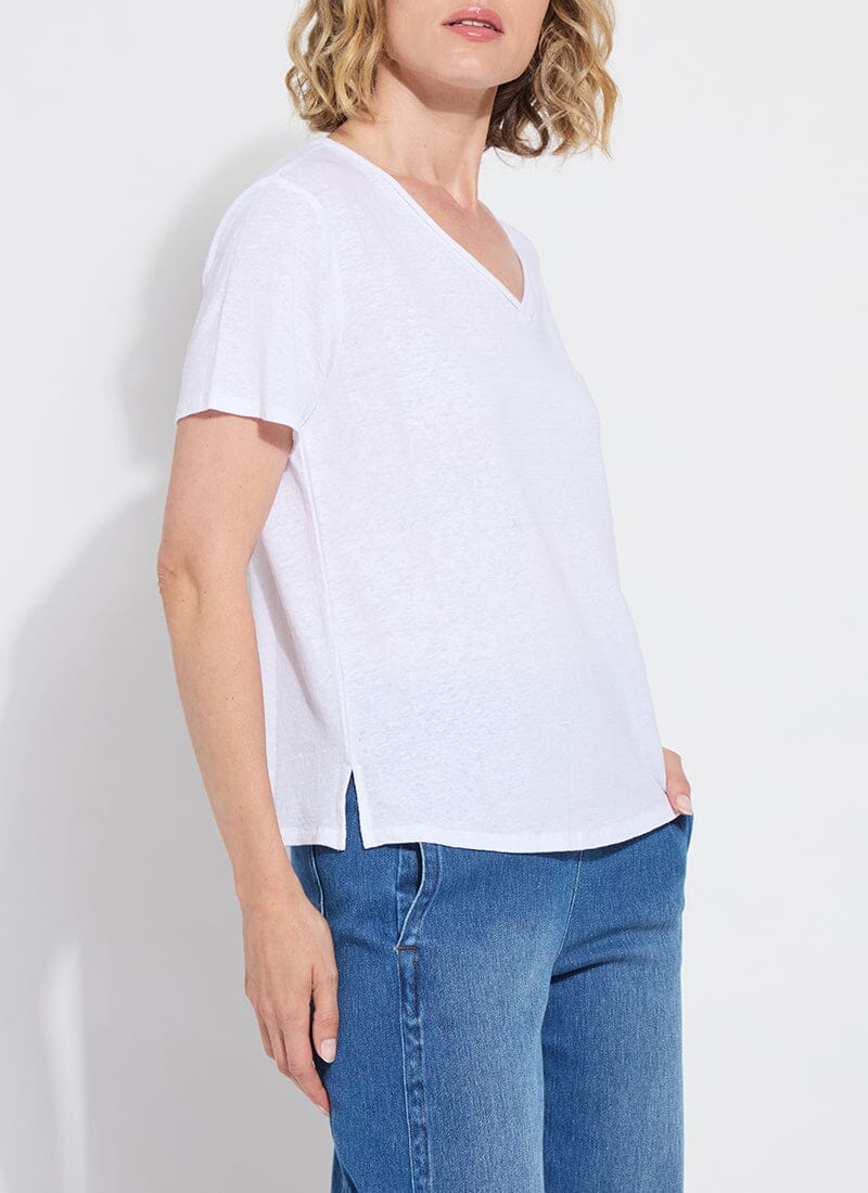 Lysse Cyrus Box-Cut V-Neck Tee in White - Little Miss Muffin Children & Home