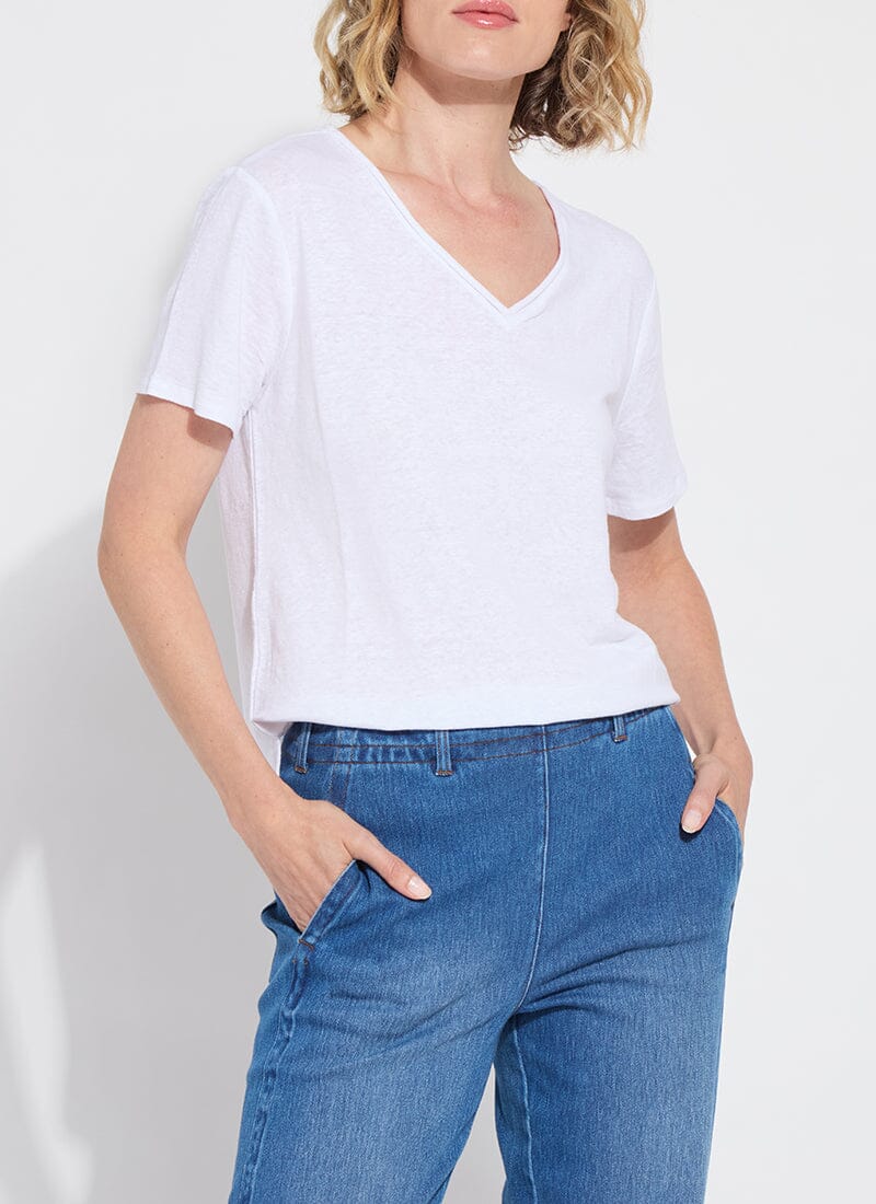 Lysse Cyrus Box-Cut V-Neck Tee in White - Little Miss Muffin Children & Home