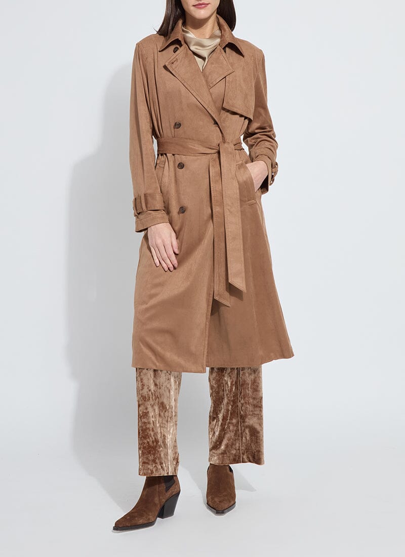 Lux Camel Agatha Vegan Suede Trench Coat