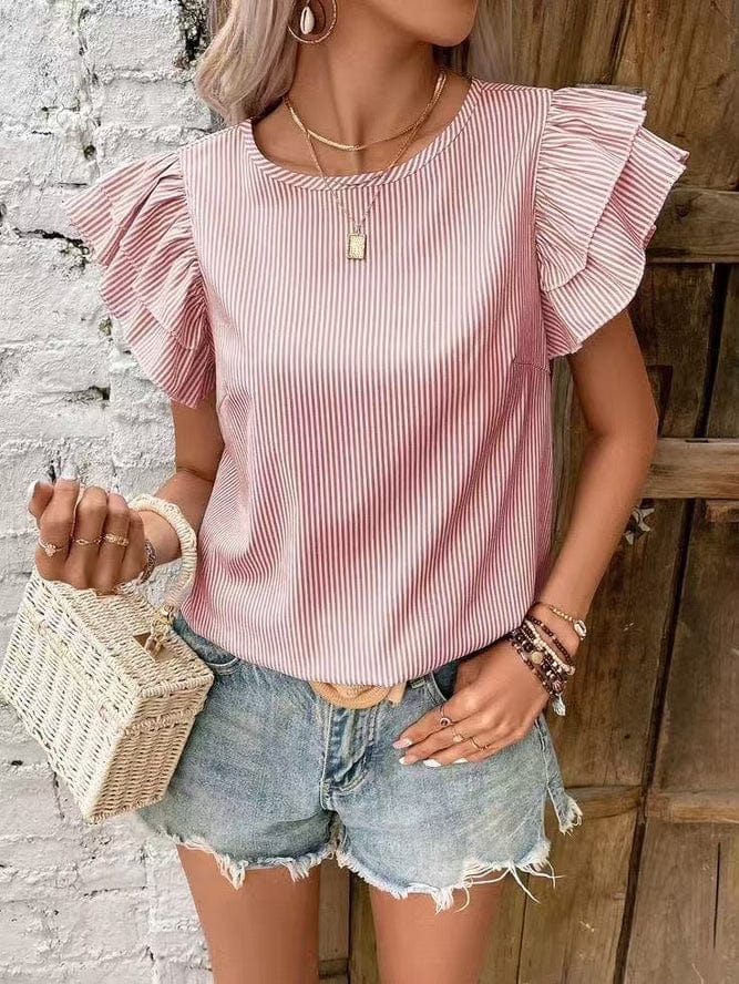 Miss Sparkling Striped Ruffle Sleeve Blouse - Little Miss Muffin Children & Home