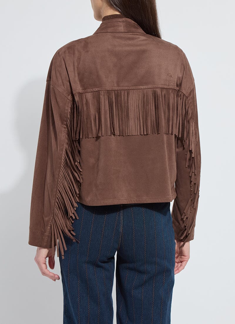 Polished Wood Candence Fringe Vegan Suede Jacket