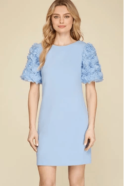 She & Sky She & Sky Chiffon Rosette Sleeve Dress - Little Miss Muffin Children & Home