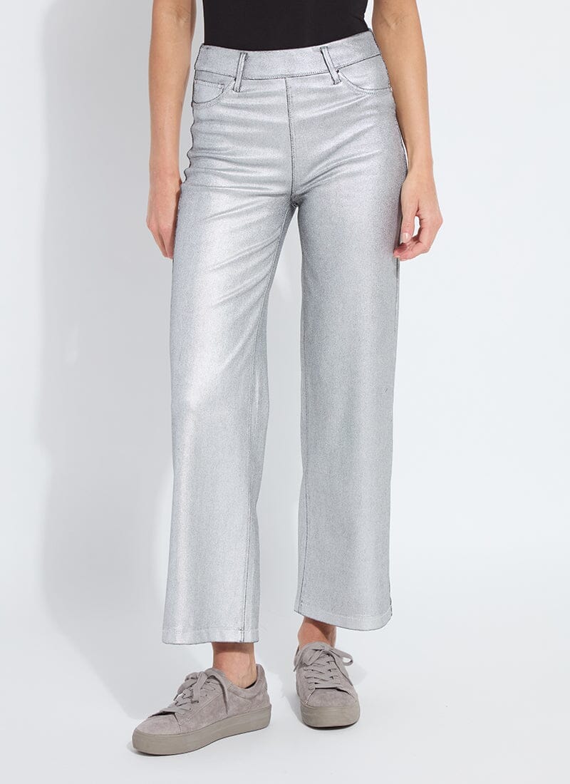 Metallic Coated Wide Leg Denim
