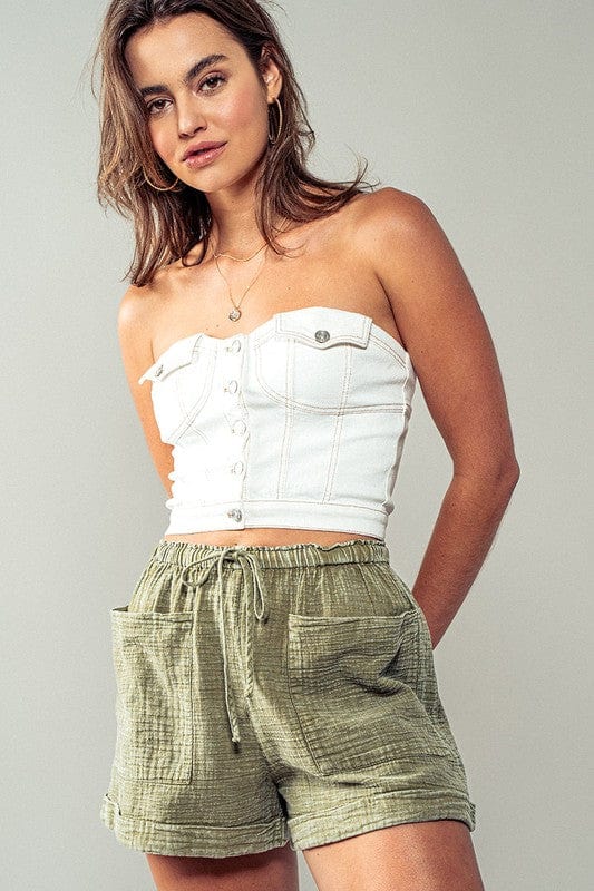 Urban Daizy Urban Daizy Mineral Washed Gauze Shorts - Little Miss Muffin Children & Home