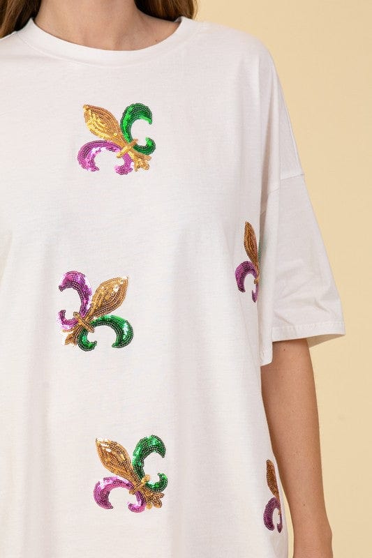 Vanilla Monkey Vanilla Monkey Mardi Gras Sequin Fleur De Lis Top - Little Miss Muffin Children & Home