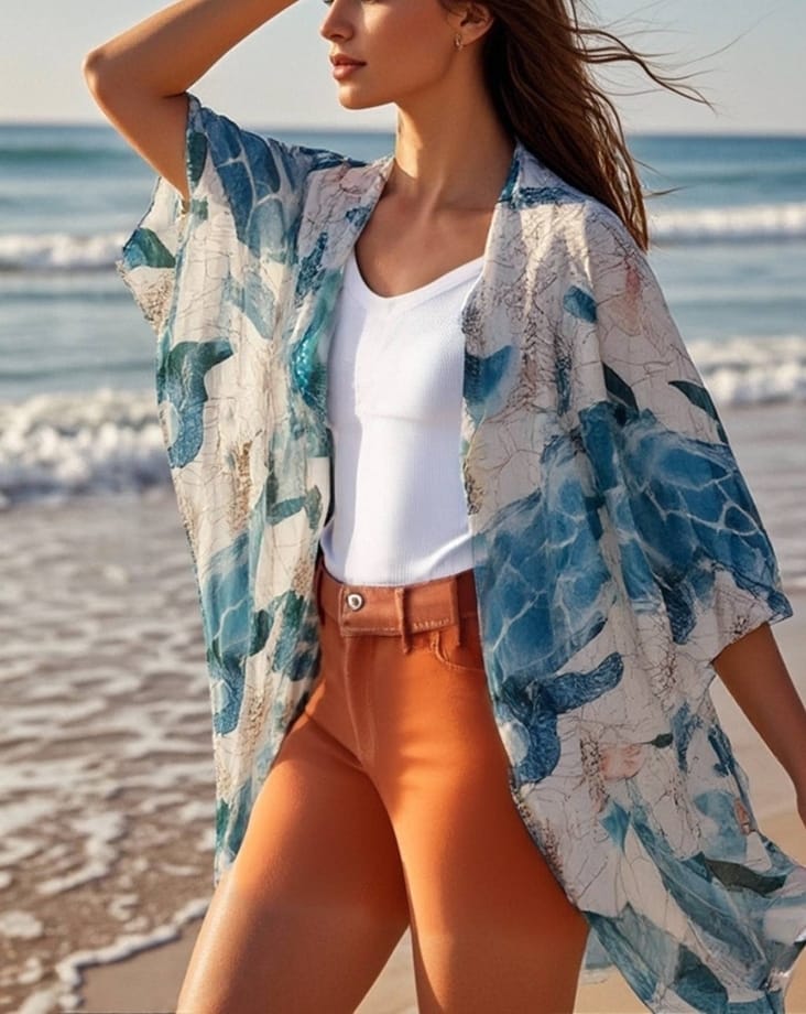 Sea Turtle, Seahorse & Octopus Ocean Spirit Kimono