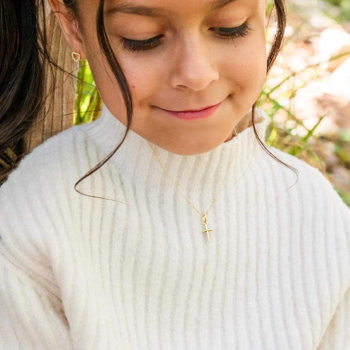 Children's 14K Gold-Plated Sterling Silver Simply Faithful Cross 14" Necklace