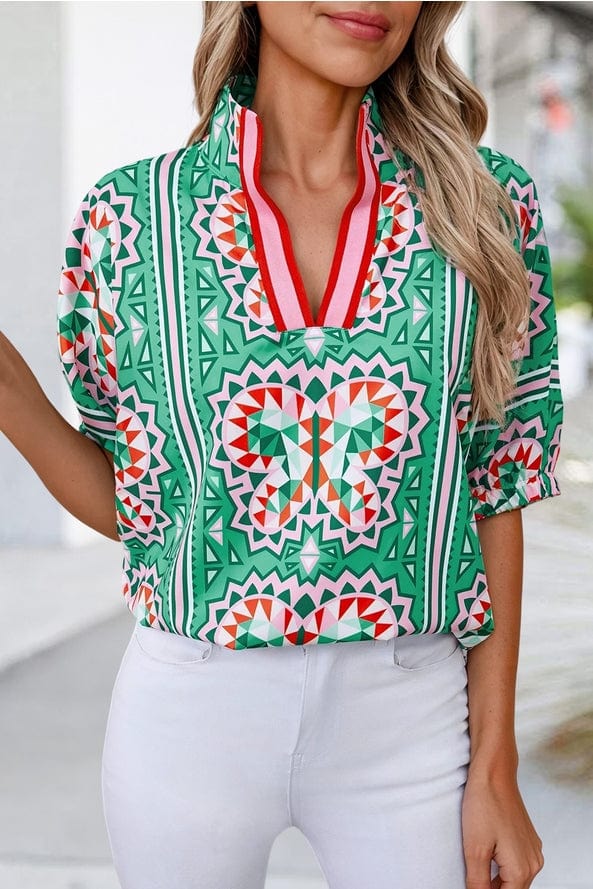 Aapparella Aapparella Geometric Butterfly Print Collared Blouse - Little Miss Muffin Children & Home