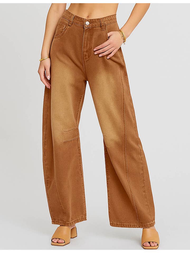 Chestnut Ladies Mid Rise Wide Leg Barrel Jeans