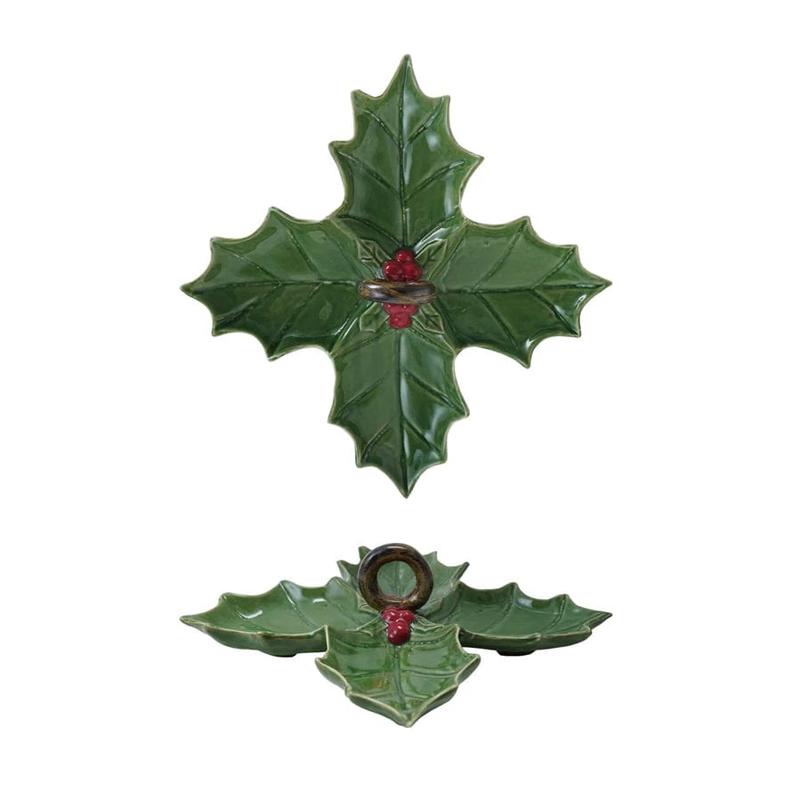 ceramic holly leaf dish