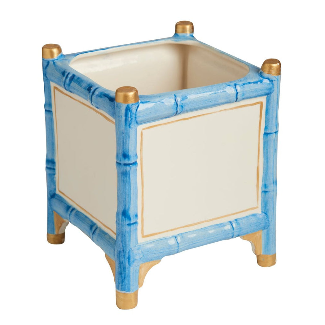Abigail's Home Decor Bamboo Cachepot, Blue/Gold, Small - Little Miss Muffin Children & Home