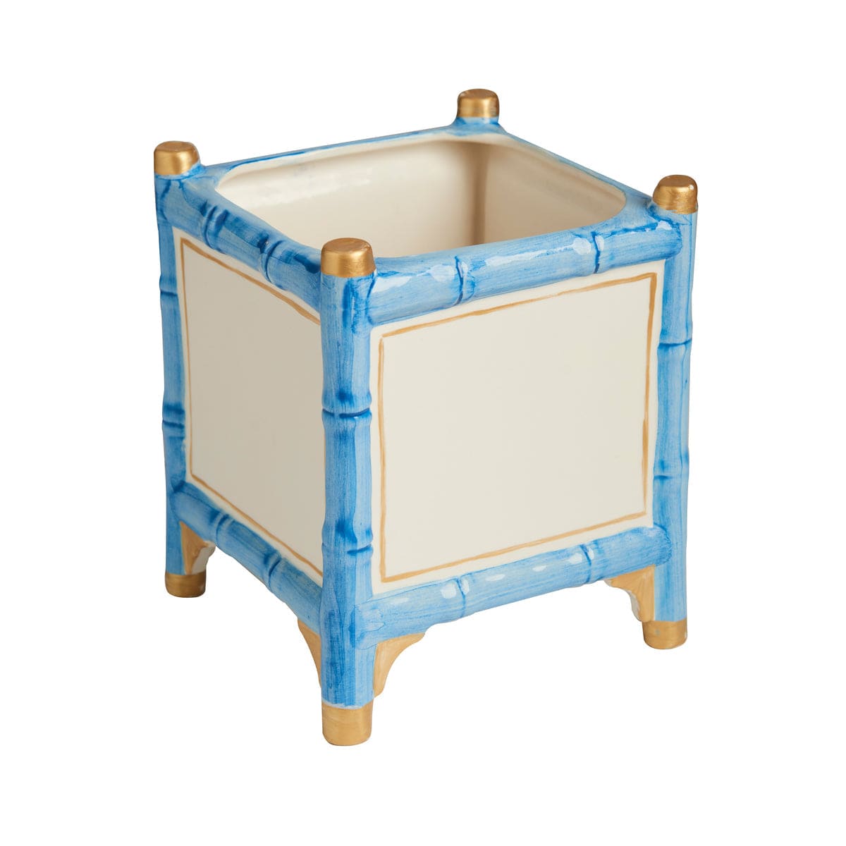 Abigail's Home Decor Bamboo Cachepot, Blue/Gold, Small - Little Miss Muffin Children & Home