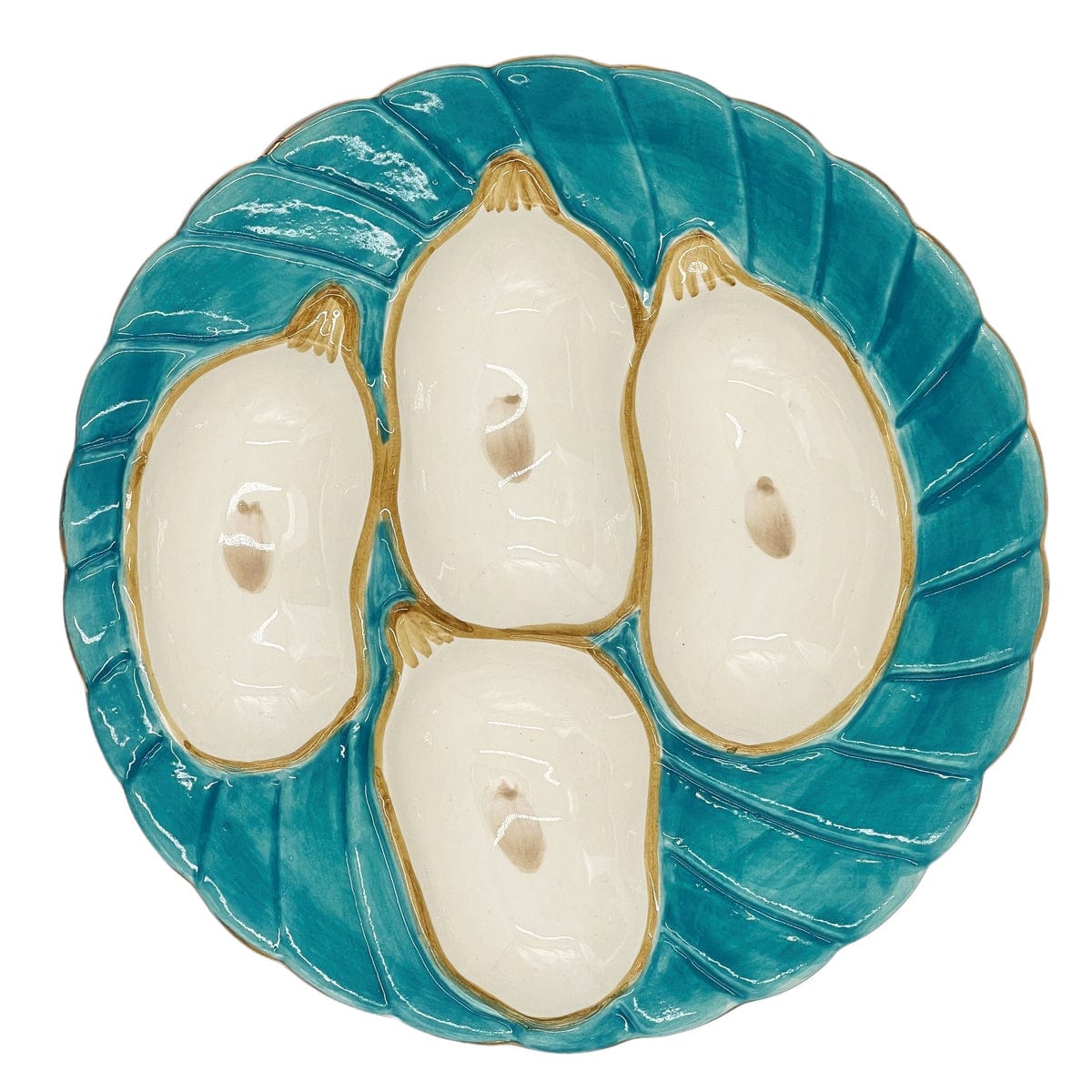 Abigail's Home Decor Oyster Plate, Aqua with Gold Detailing - Little Miss Muffin Children & Home