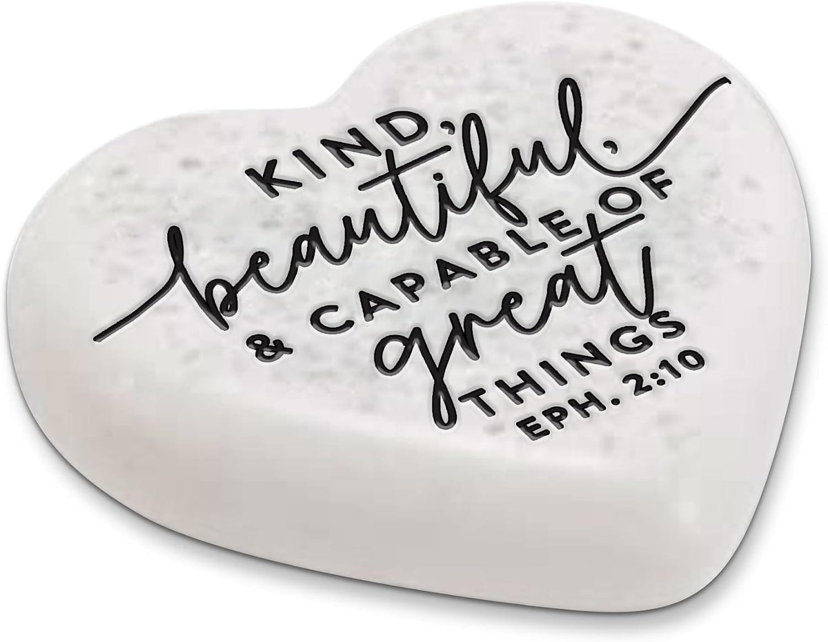 Scripture Heart Stone with Verse: Eph. 2:10 Kind, Beautiful