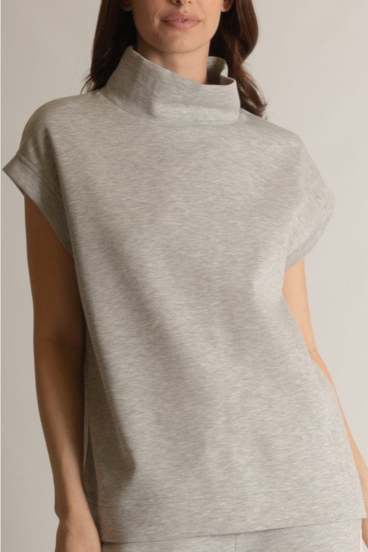 Before You Collection Before You Collection Butter Mock Neck Cap Sleeve Top in Heather Grey - Little Miss Muffin Children & Home