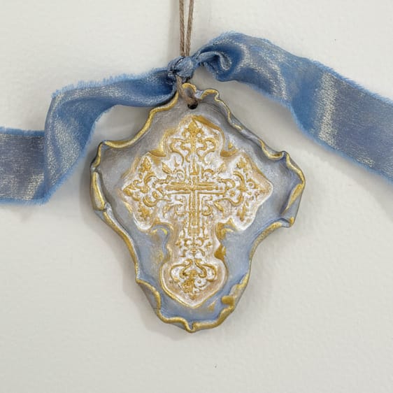 Crucifux with Scrolls Religious Plaque