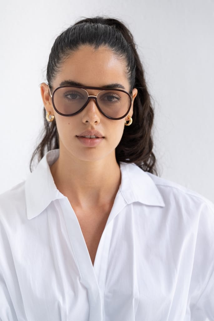 Shay Unisex Aviator Sunglasses Chocolate