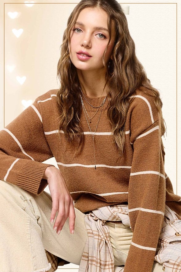 La Miel La Miel Loose Fit Striped Long Sleeve Sweater in Gucci - Little Miss Muffin Children & Home