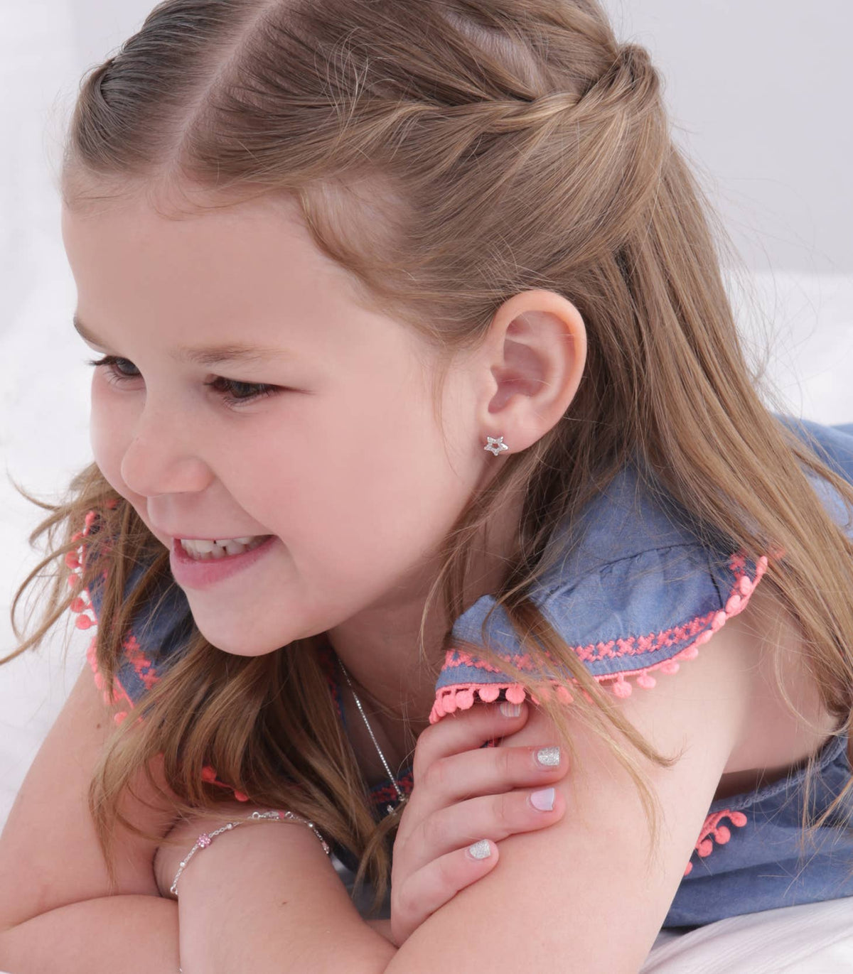 Cherished Moments Cherished Moments Girls Sterling Silver Open Star Screw Back Earrings - Little Miss Muffin Children & Home