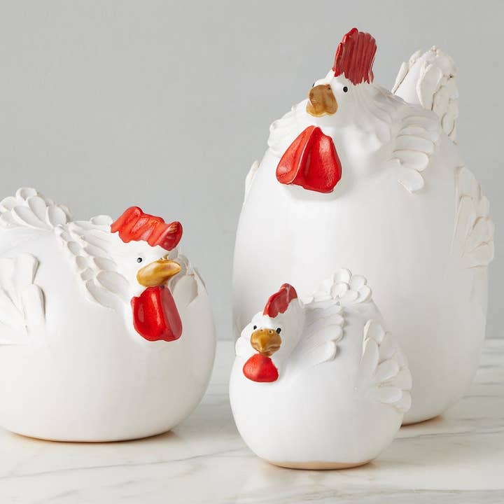 Large White Ceramic Country French Rooster