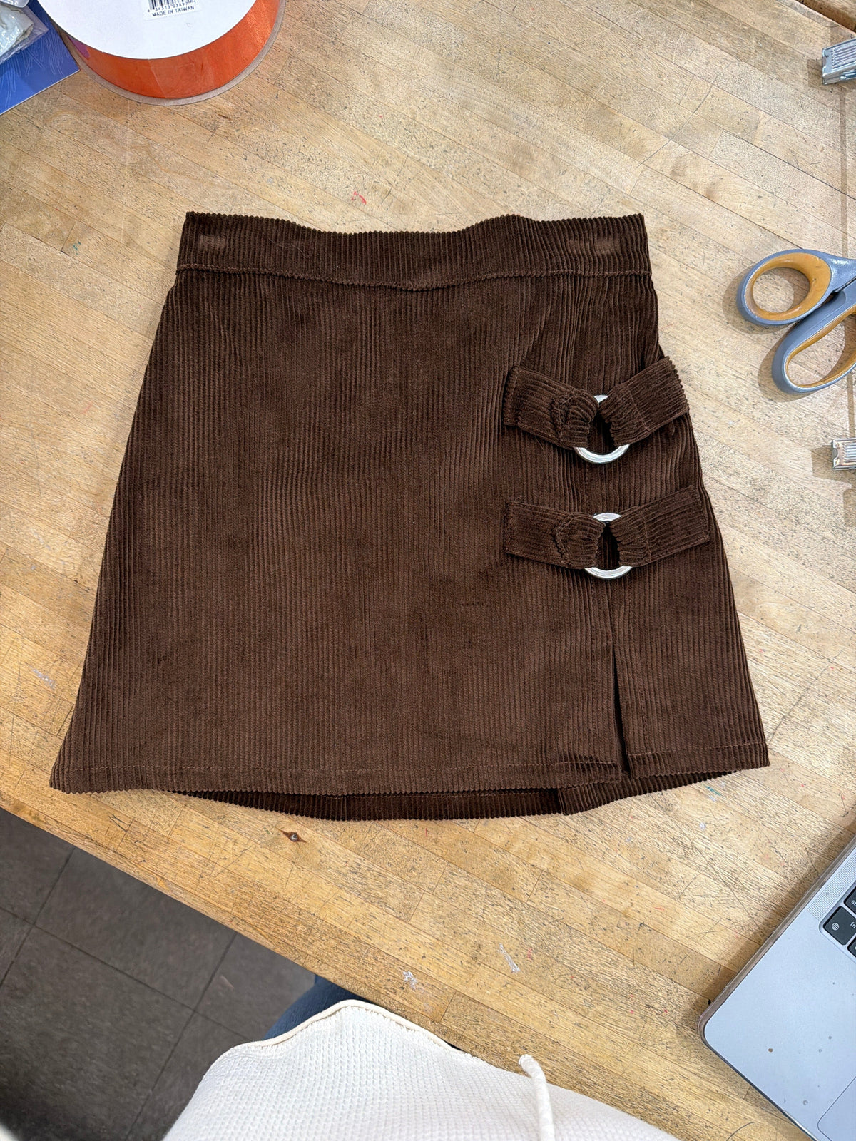 Joyous and Free Buckle Tier Skirt in Brown