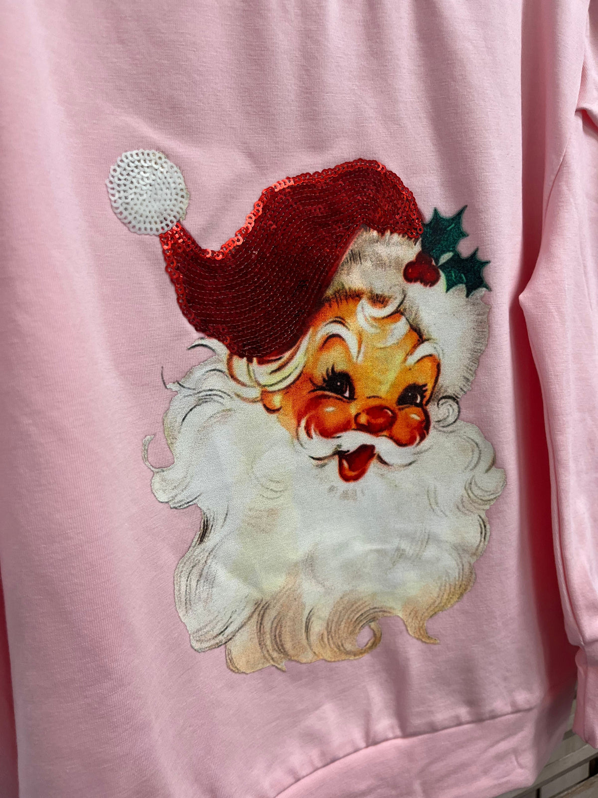 Lulu Bebe Lulu Bebe Santa Print Puff Pink Shirt - Little Miss Muffin Children & Home