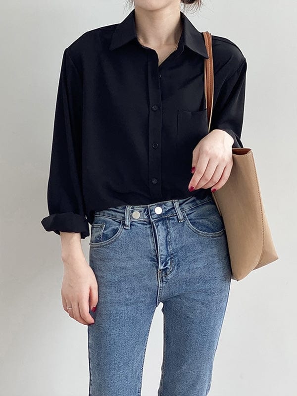 KooPros KooPros Long Sleeve Blouse in Black - Little Miss Muffin Children & Home