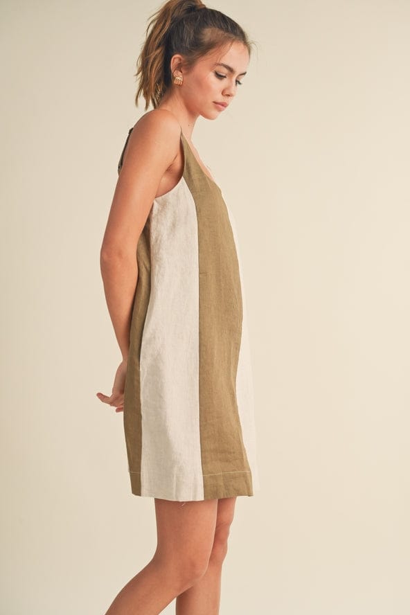 Miou Muse Color Block Linen Mini Dress - Little Miss Muffin Children & Home