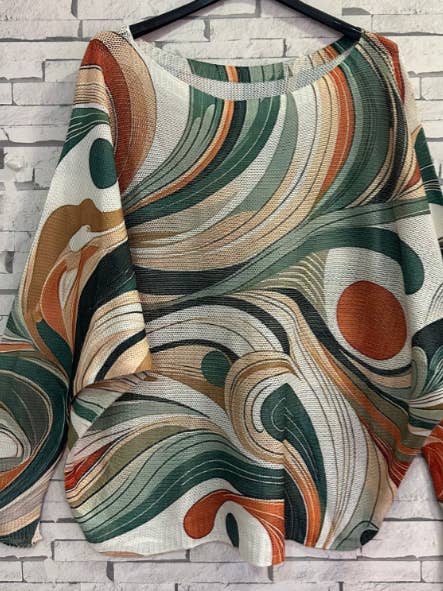 Loowie Loowie Olive Brown Abstract Print Long Sleeve Sweater - Little Miss Muffin Children & Home