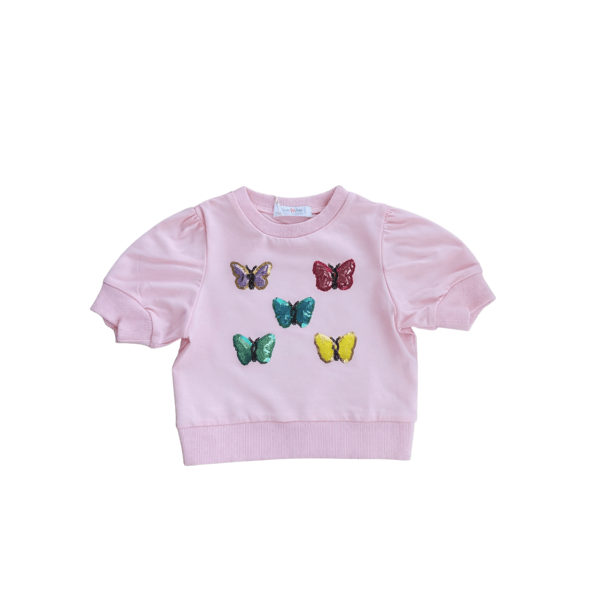 Lulu Bebe Lily Sequin Butterflies Puff Sleeve Top - Little Miss Muffin Children & Home
