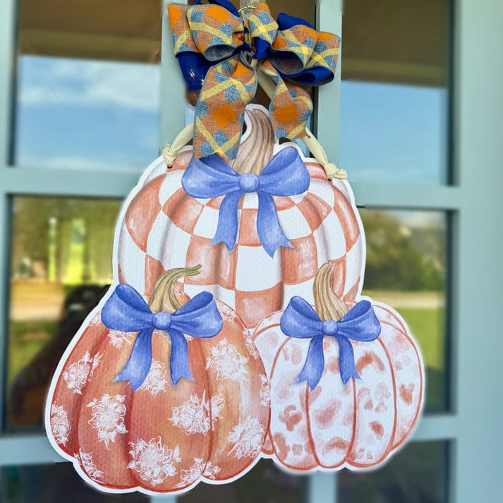 orange fall pumpkin door hanger