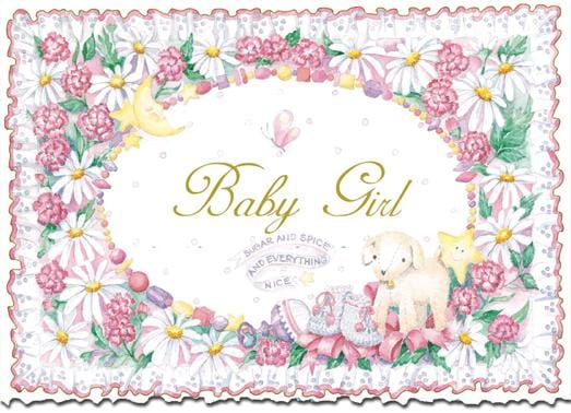 For Arts Sake For Arts Sake Beautiful Baby Girl Embossed Card - Little Miss Muffin Children & Home