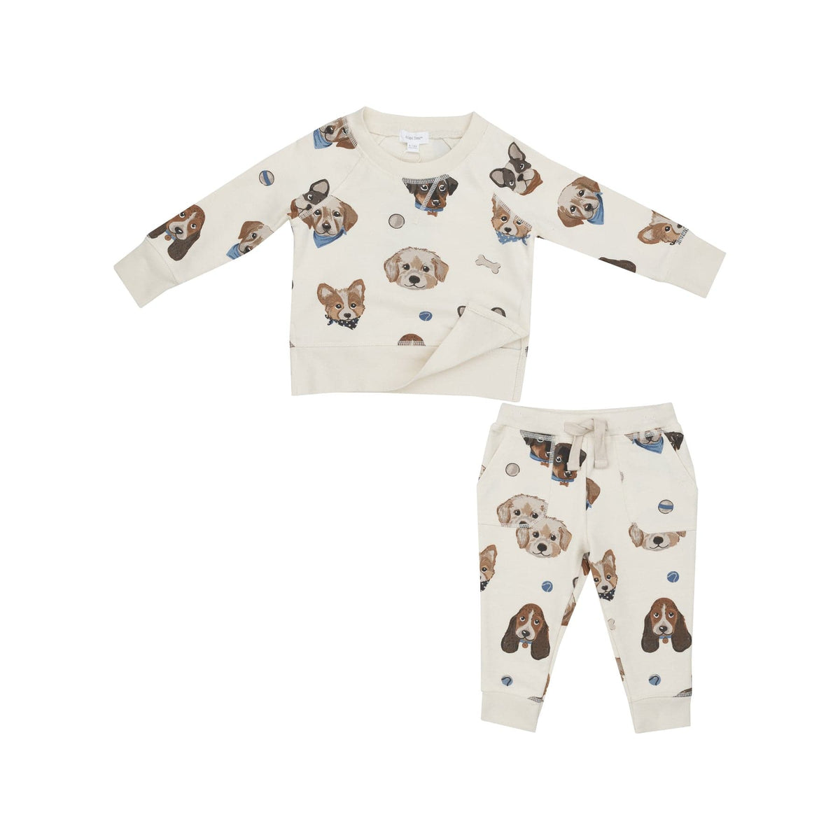 Angel Dear Angel Dear French Terry Vintage Puppy Faces Raglan Sweatshirt And Jogger Set - Little Miss Muffin Children & Home
