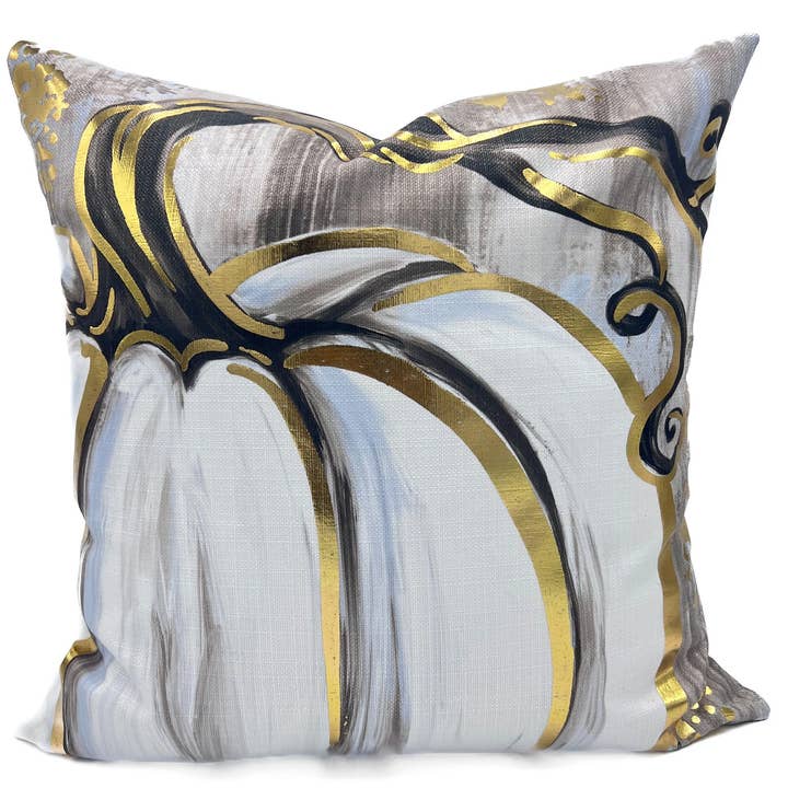 Golden White Pumpkin Velvet Pillow