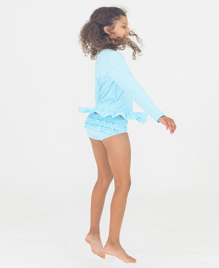 Ruffle Butts Ruffle Butts Tropical Breeze Scalloped Hem Long Sleeve Rash Guard with Ruffle Bikini Bottoms - Little Miss Muffin Children & Home