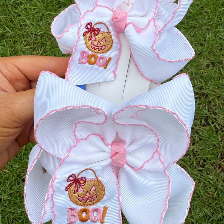 Just For Fun Threads Boo Bucket Hair Bow 5" - Little Miss Muffin Children & Home