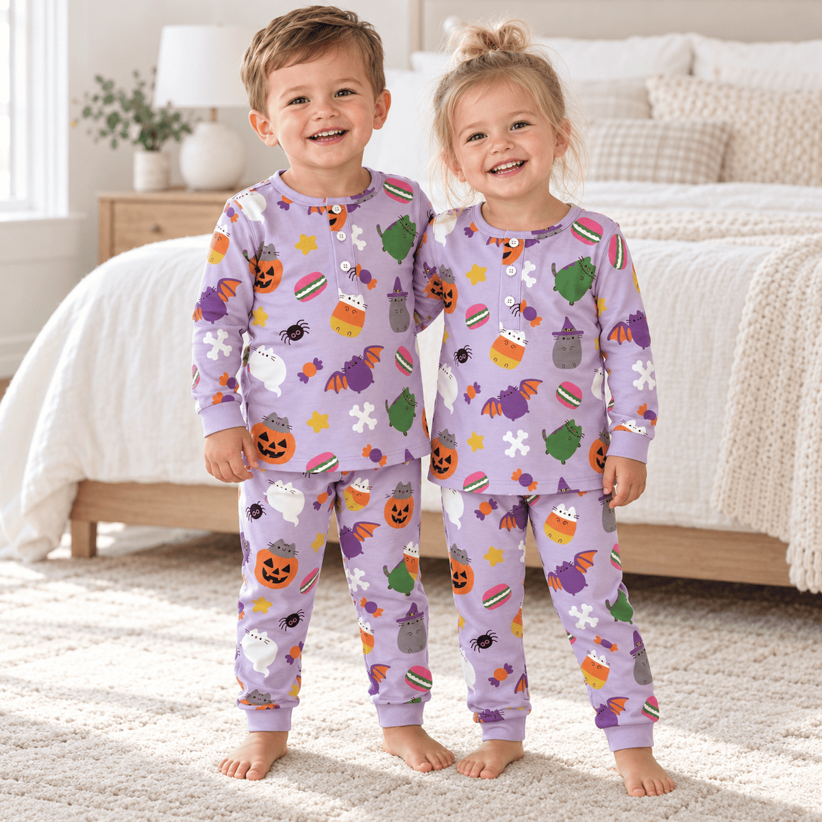 Lulu Bebe Kids’ Halloween Pima Cotton 2-Piece Pajamas – Lavender
