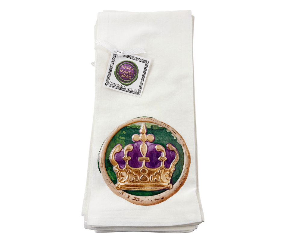 Mardi Gras Wax Seal King Crown Towel