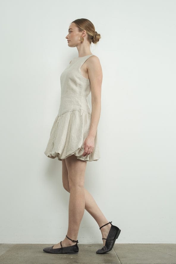 Aaron & Amber Aaron & Amber Linen Sleeveless Bubble Dress in Natural - Little Miss Muffin Children & Home