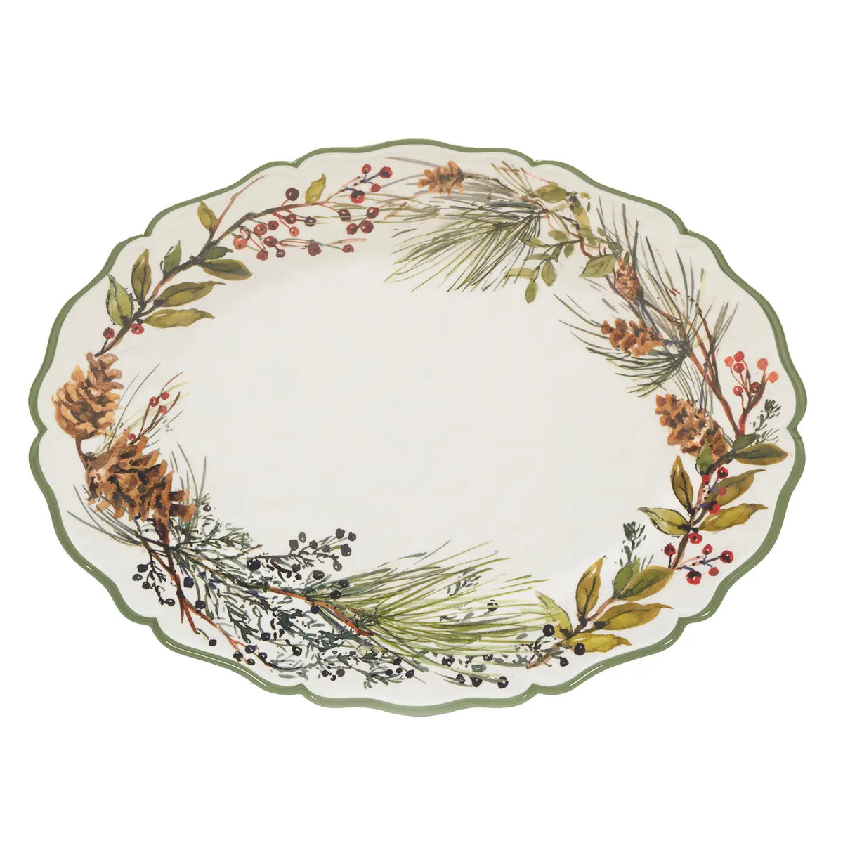 Winters Forest Christmas Heavyweight Melamine Oval Platter